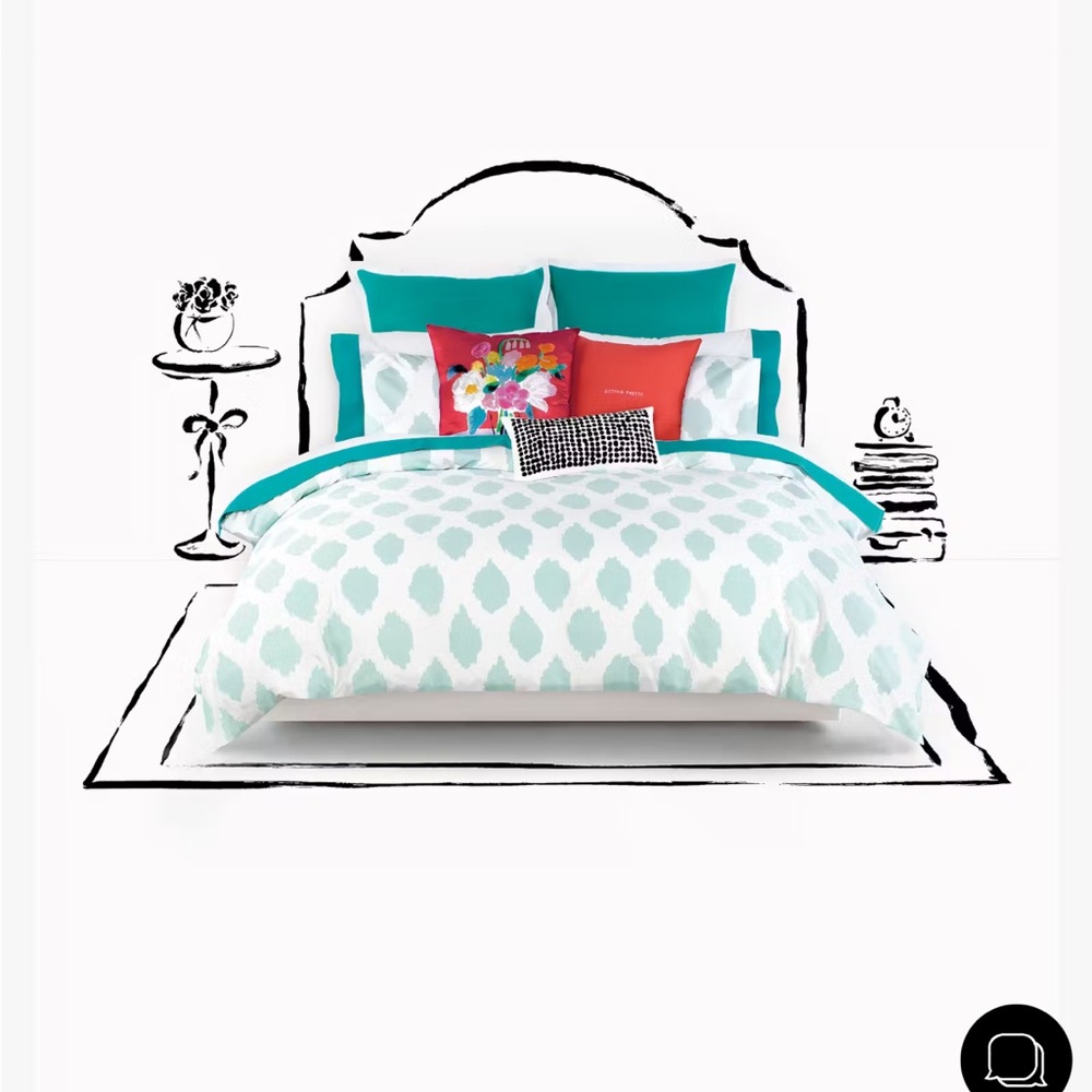 White and Teal Kate Spade Full/Queen Comforter Set EUC